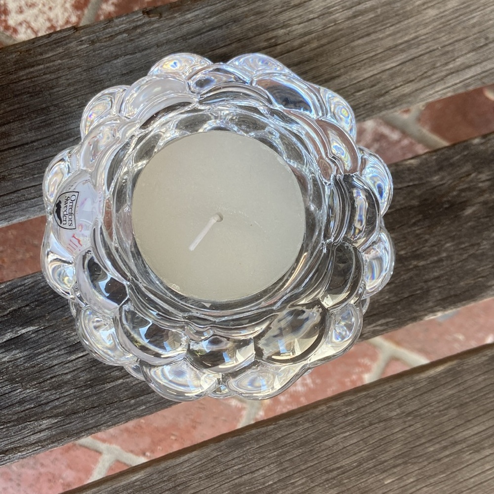 Orrefors large raspberry votive